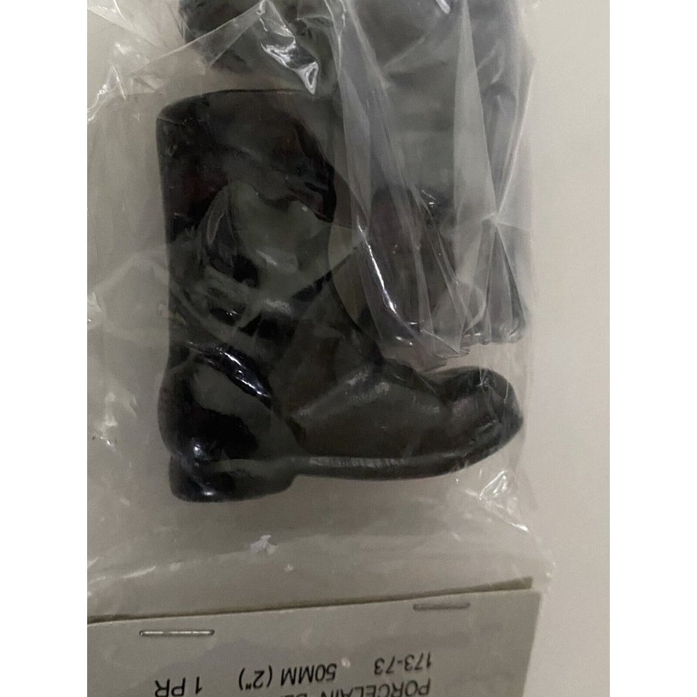 Vintage 2 In Black Porcelain Doll Boots by Dolls & Supplies in Original Bag - Picture 4 of 13